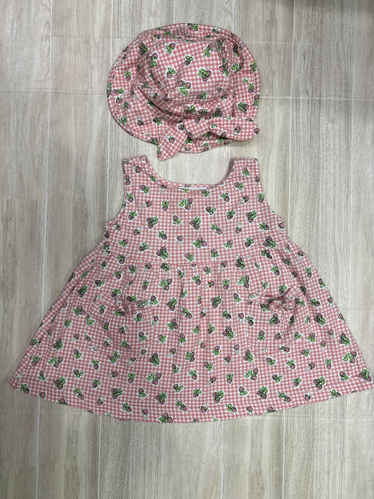 18m Checkered Strawberry Dress + Hat Set (Blemish on Hat)
