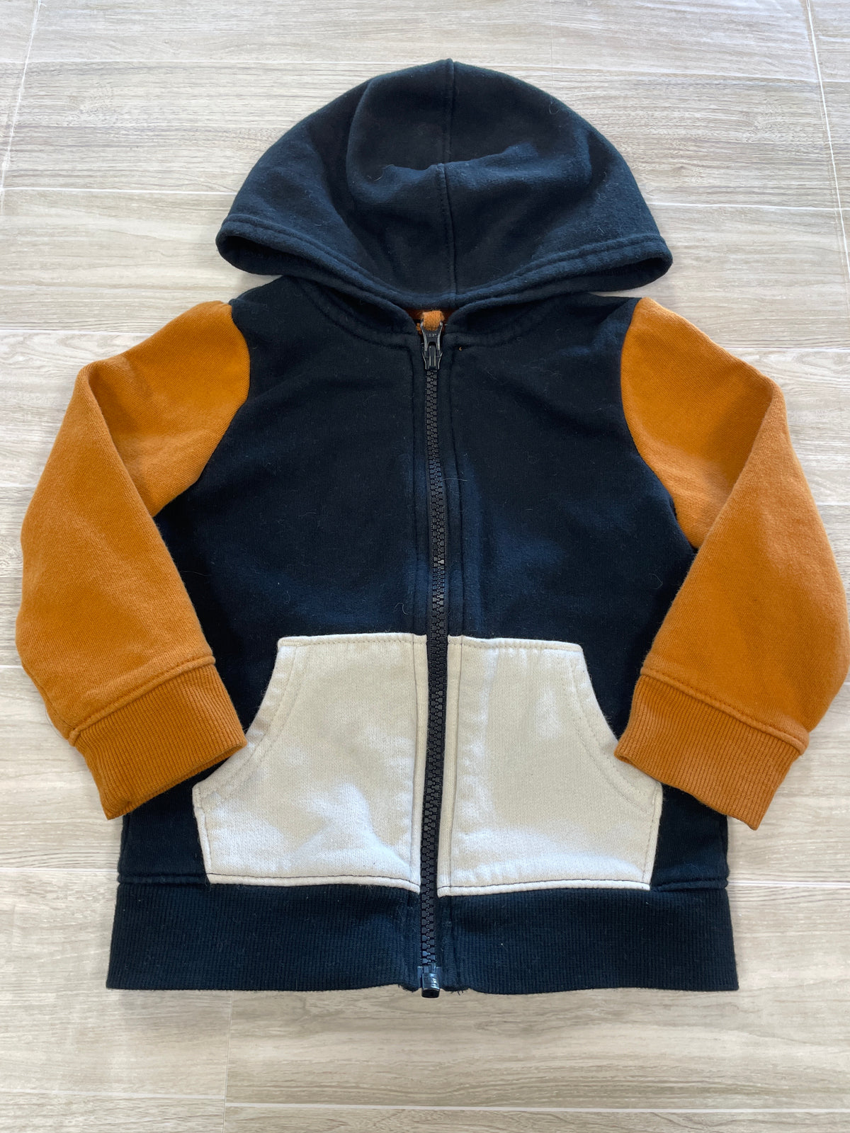 2T Black/Cream/Camel Zip Up Hoodie