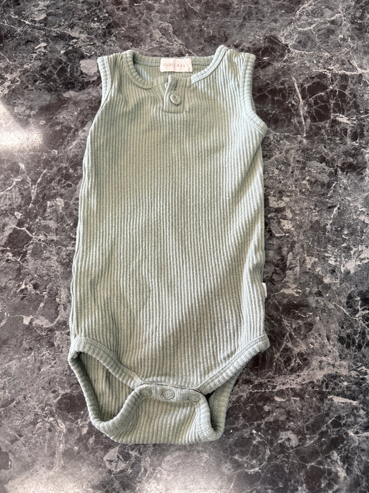 6-12m Jamie Kay Sage Ribbed Tank Onesie