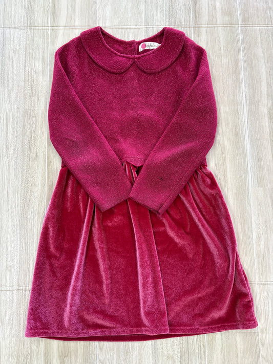 3/4 Baby Boden Magenta Velour Shimmer Dress