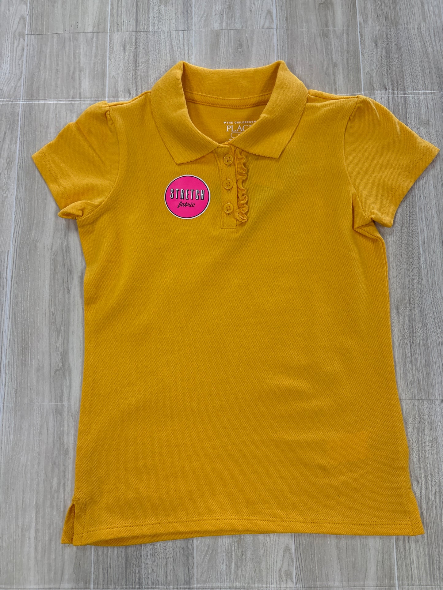 NWT 5T Mustard Ruffle Button Collared Tee