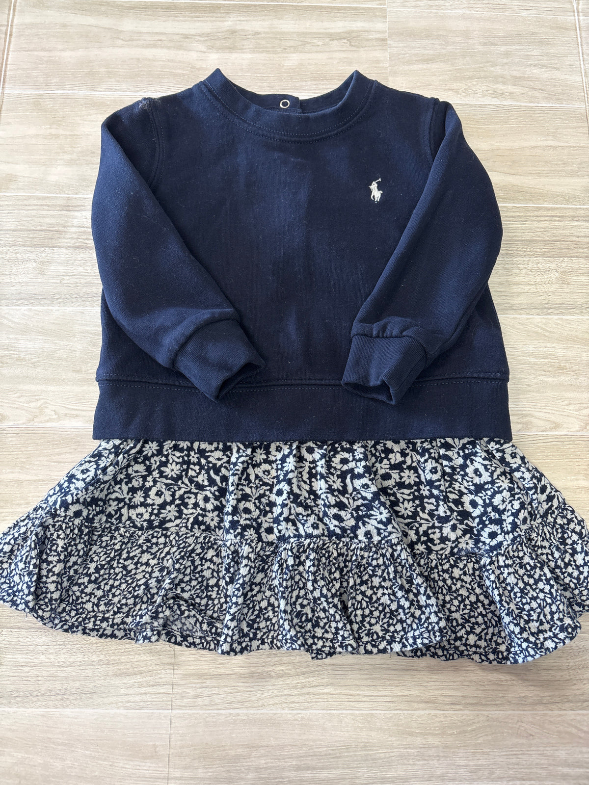 18m Navy Ralph Lauren Floral Sweater Twirl Dress