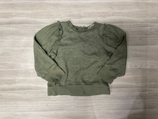 24m Olive Ruffle Sleeve Crewneck