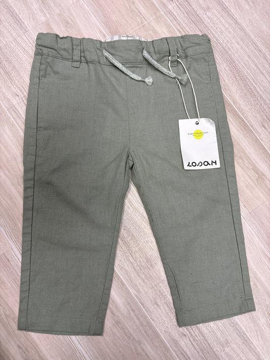 12-18m Green Drawstring Linen Pants