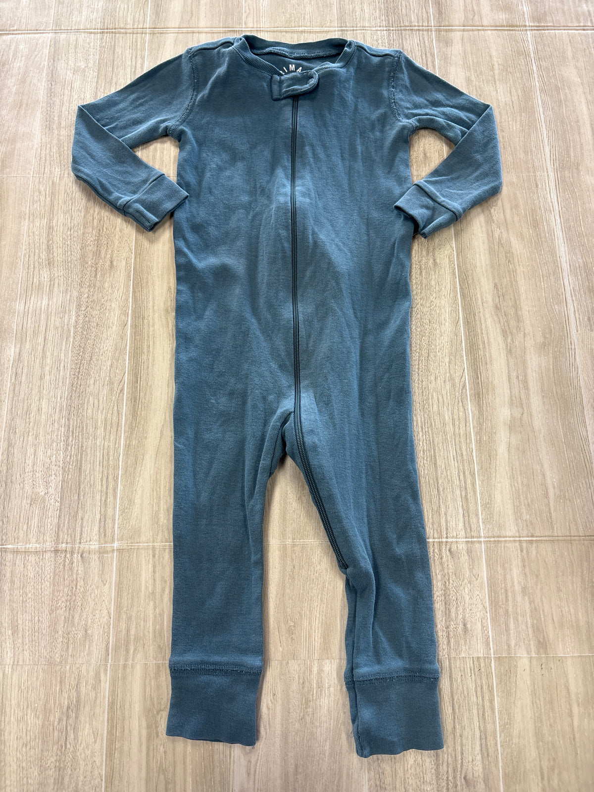 9-12m Blue Primary Zip Up Pajama Romper