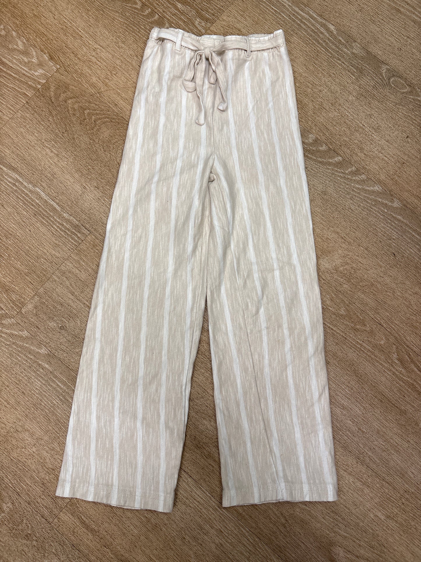 7 Tan/White Striped Wide Leg Pant