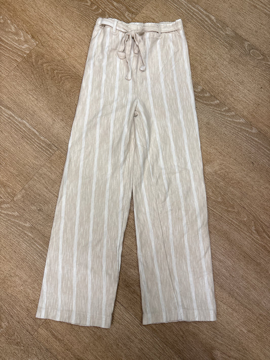 7 Tan/White Striped Wide Leg Pant