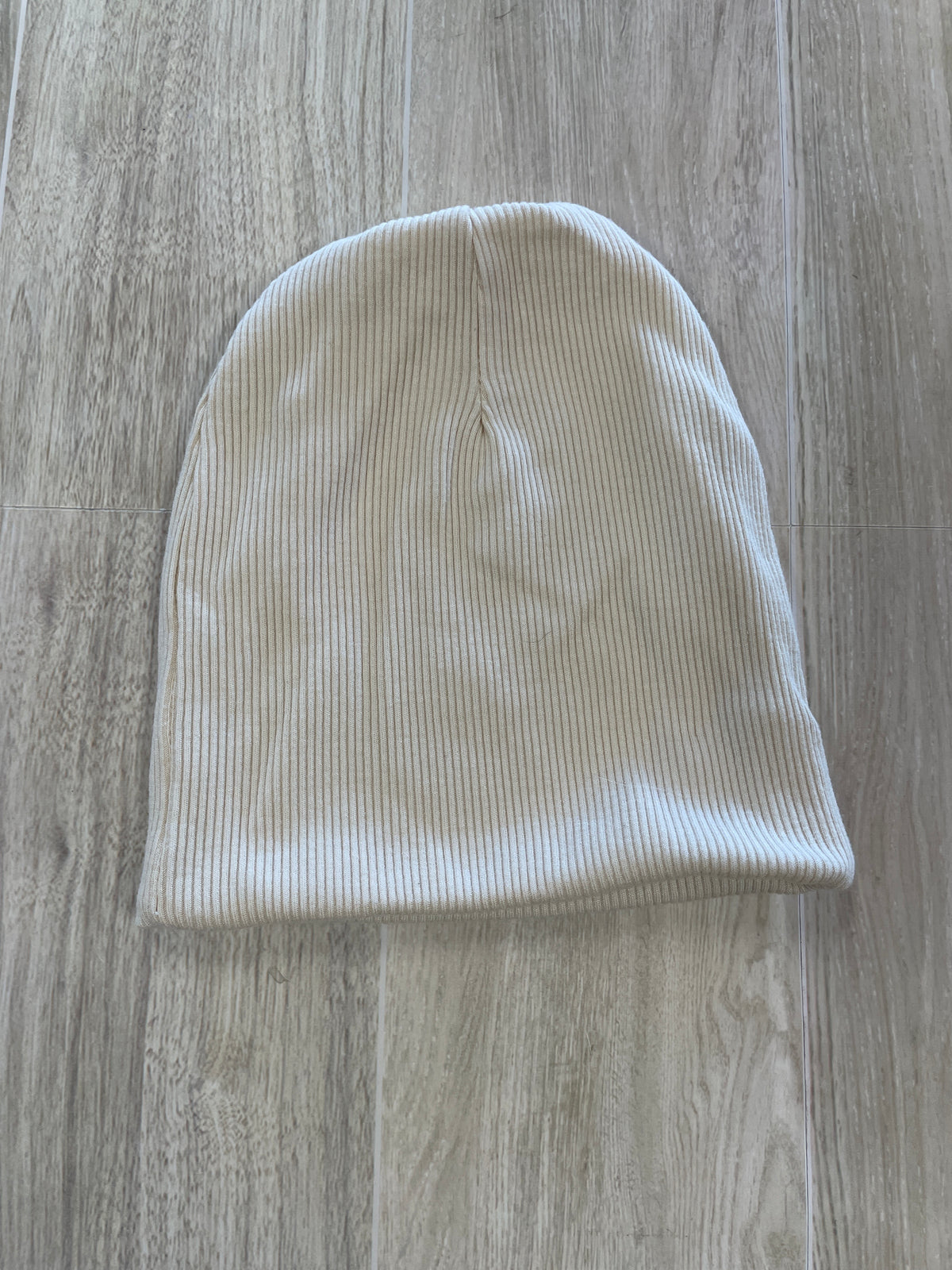 Infant Cream Ribbed Beanie