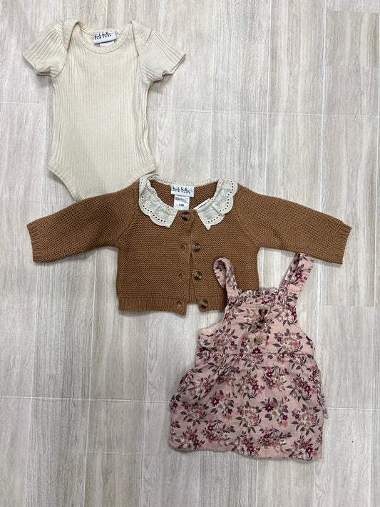 0-3m Nicole Miller 3 Piiece Dress/Onesie/Sweater Set