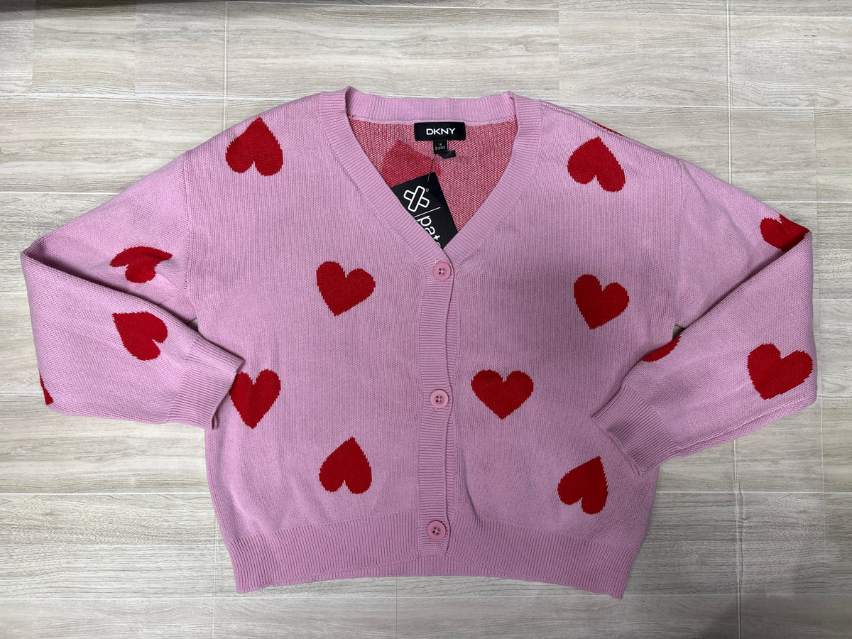 10/12 Light Pink Heart Button Cardigan