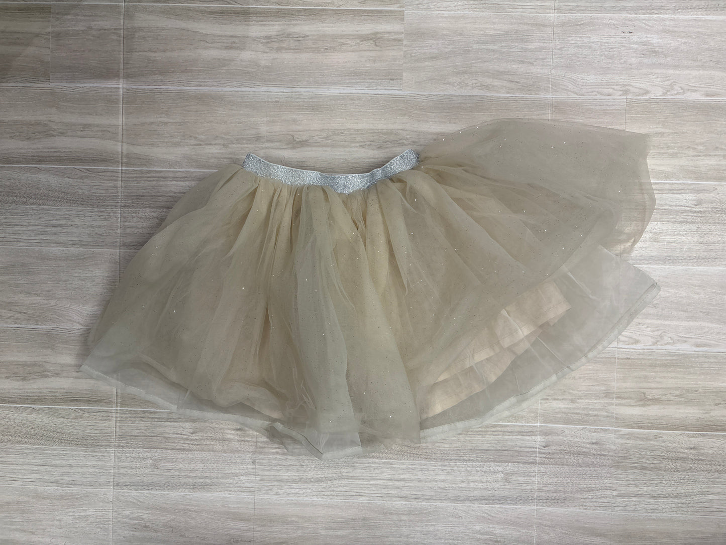 NWT 6 Cream Glitter Frill Twirl Skirt