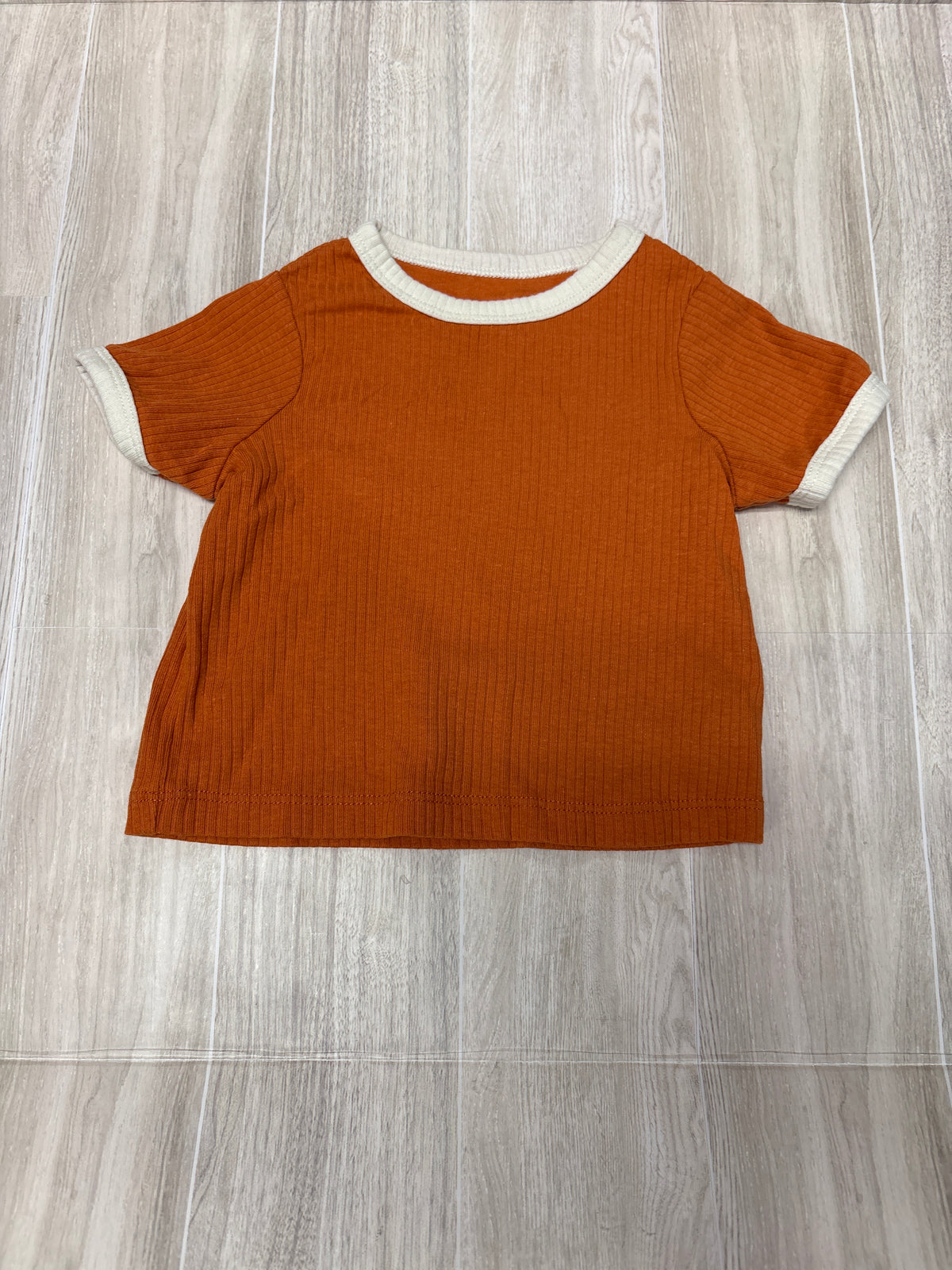 6-9m Orange/Cream Ribbed Tee