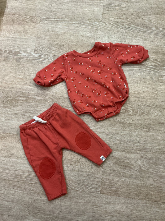 3-6m Rust Sweat Suit Set with Patched Knees