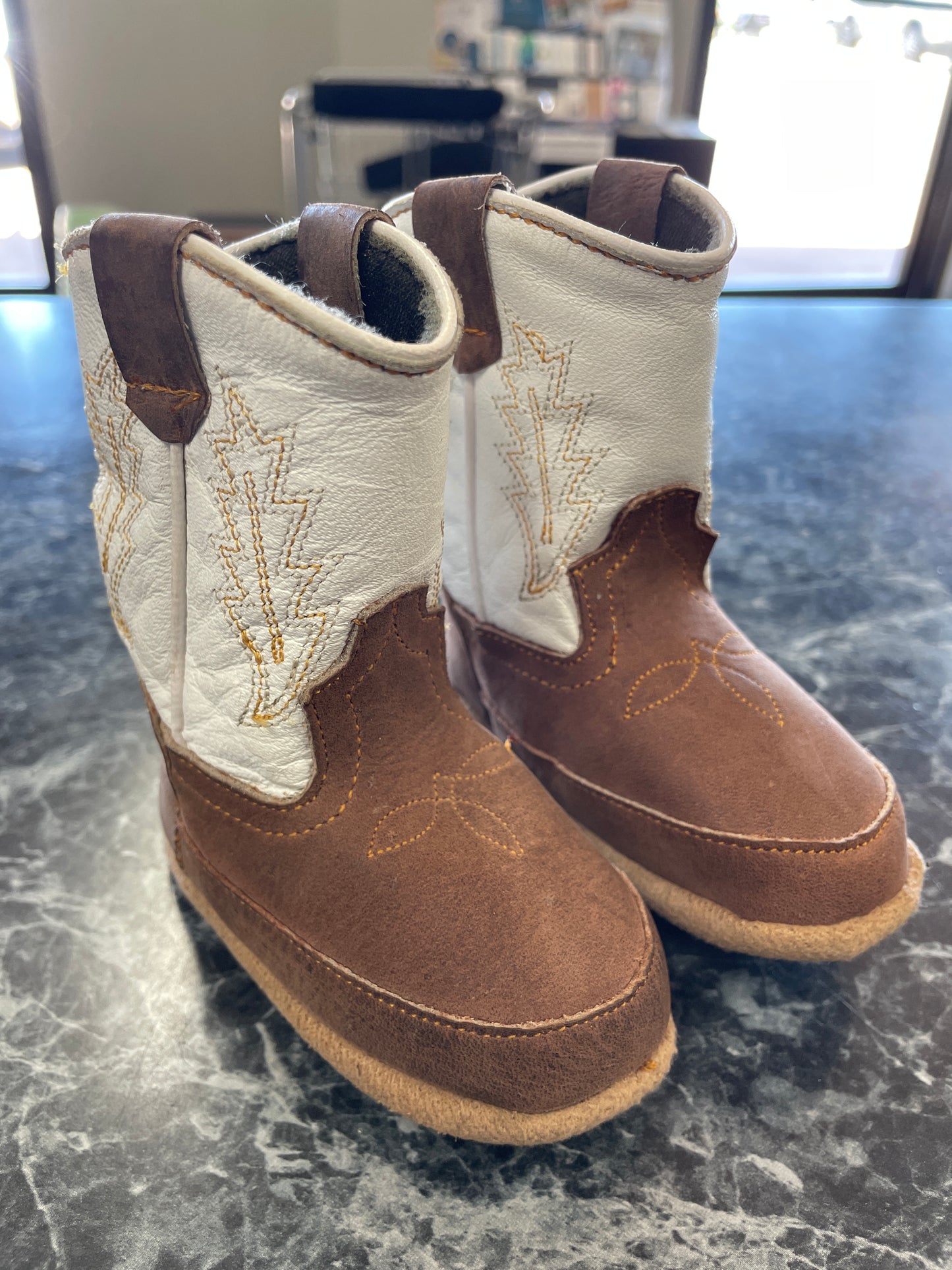 Infant Western Boots - White/Brown