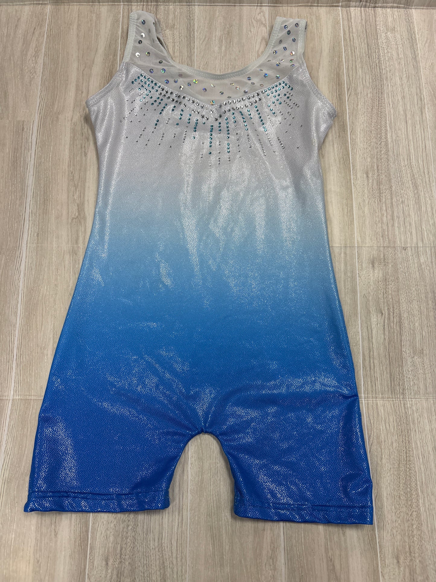 7/8 Blue/White Ombre Sparkle Leotard