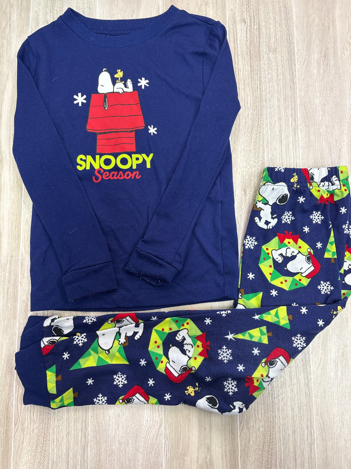 5T Navy Snoopy Christmas Pajama Set