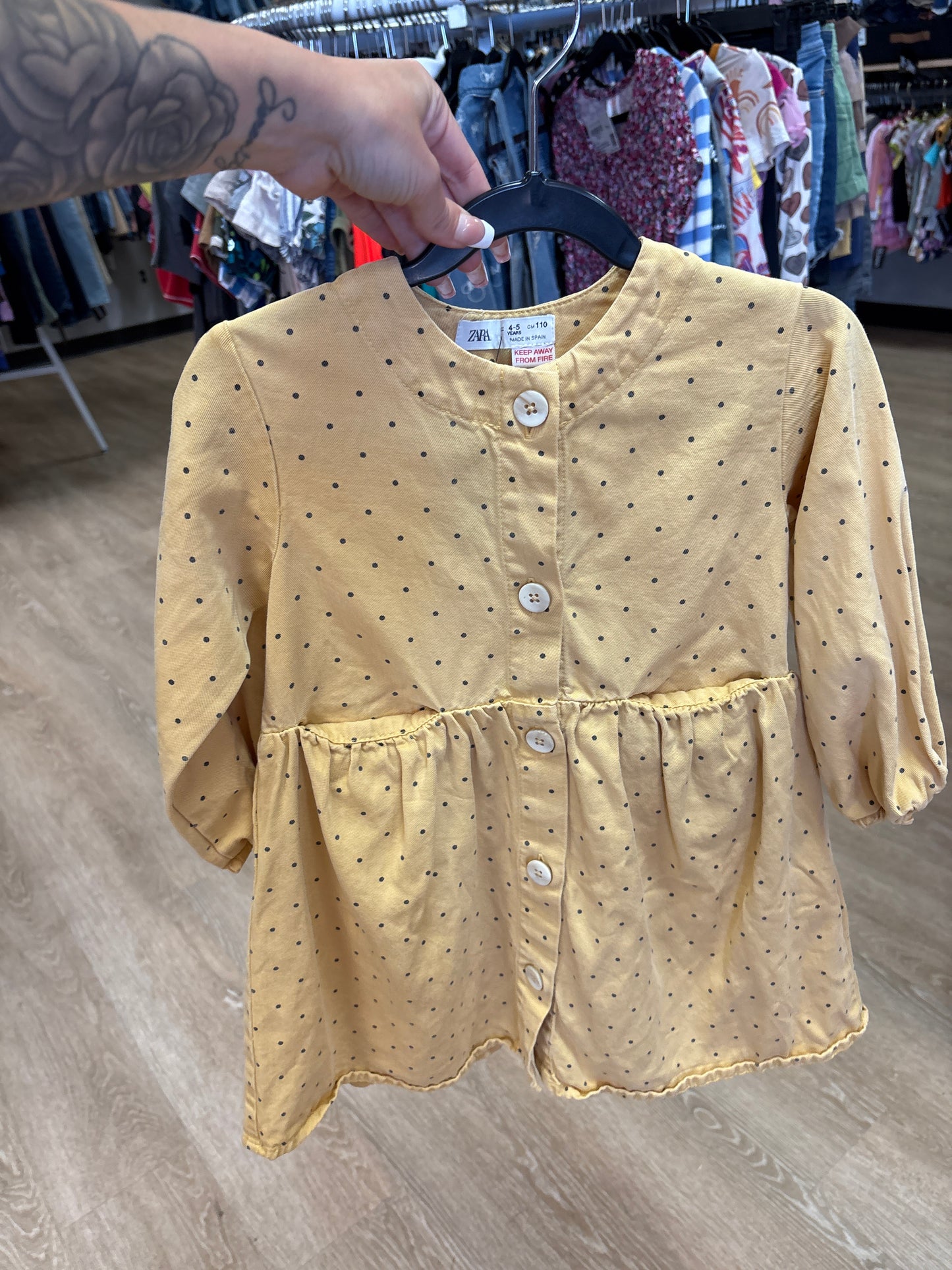 4/5 Zara Yellow Polka Dot Dress