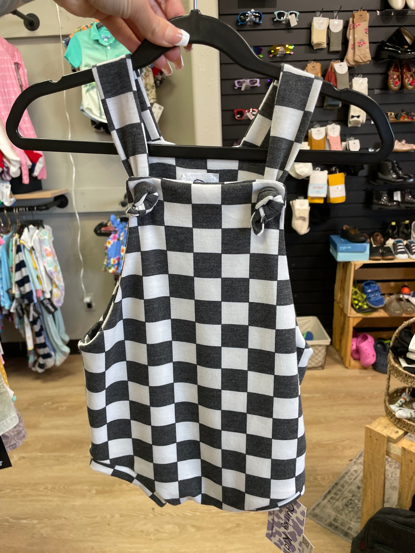 NWT 2T QK Handmade Checkered Knotted Overalls