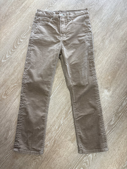 Womens 26/2 GAP Tan Velour Vintage Slim High Rise