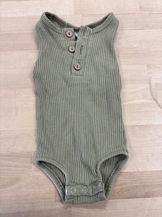 0-3m Green Ribbed Tank Onesie