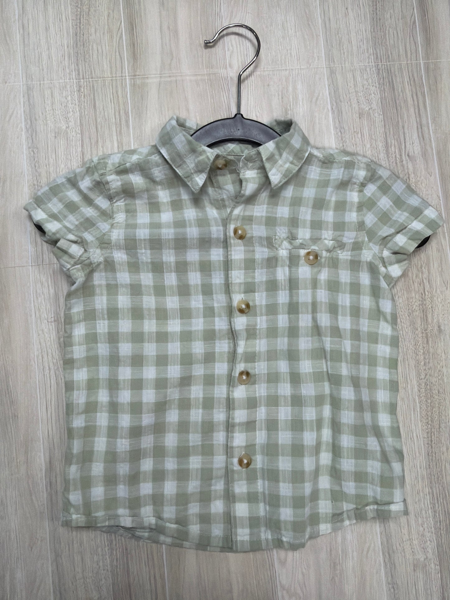 18m Haute Hippie Sage/White Checkered Button Up