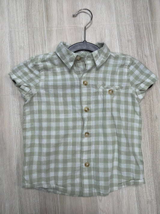 18m Haute Hippie Sage/White Checkered Button Up