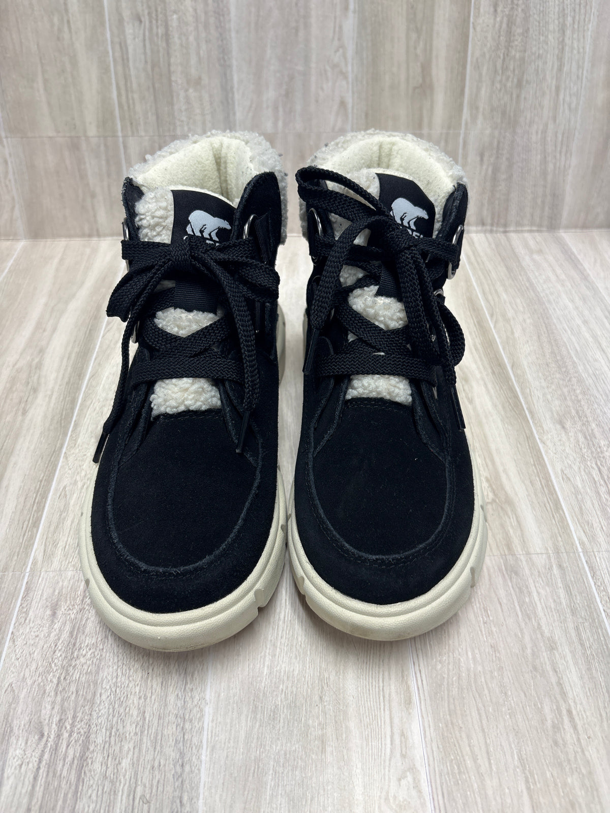 Womens 5 Sorel Black Fur Snow Boots