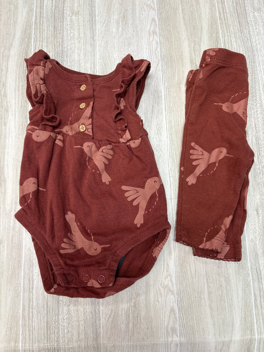 Newborn Rust Swallow Bird 2 Piece Legging + Onesie Set
