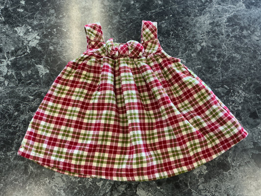 0-3m Green/Red Plaid Dress