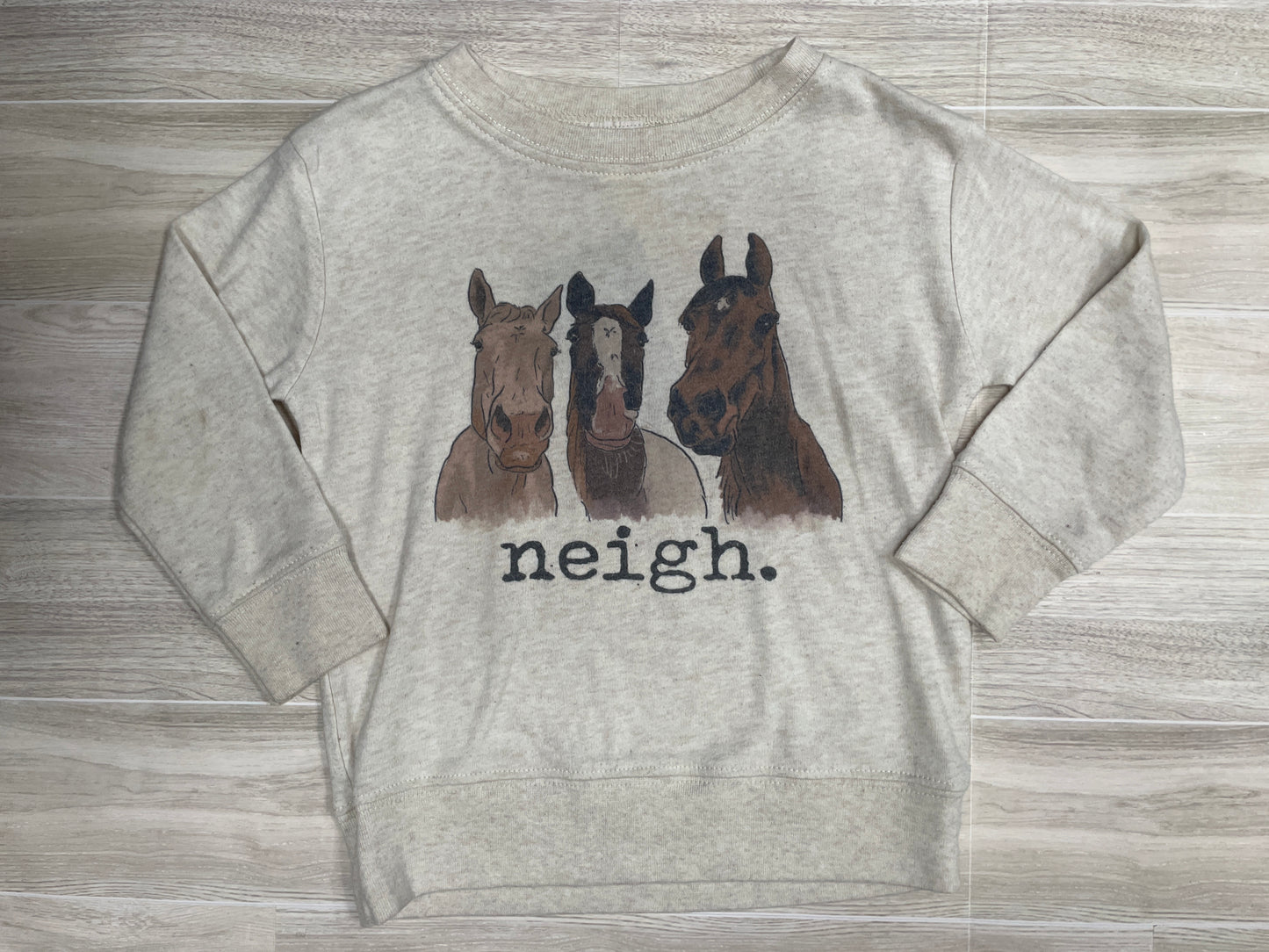 3T Neigh. Beige Horse Crewneck