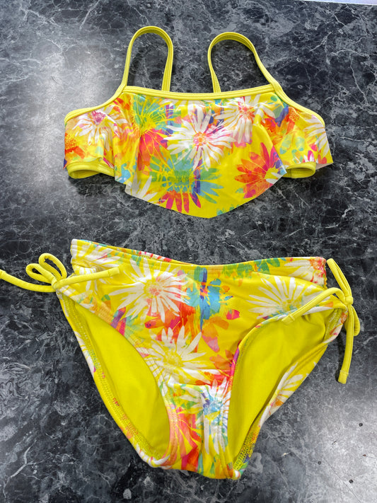 4/5 Yellow Dyed Flower 2 Piece Swim Set