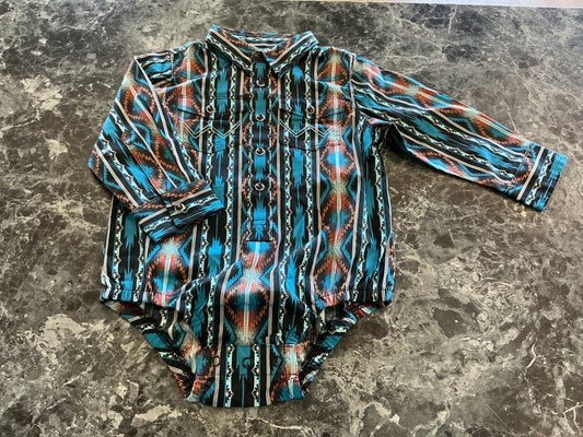 NWT 18m Wrangler Aztect Pearl Snap Onesie