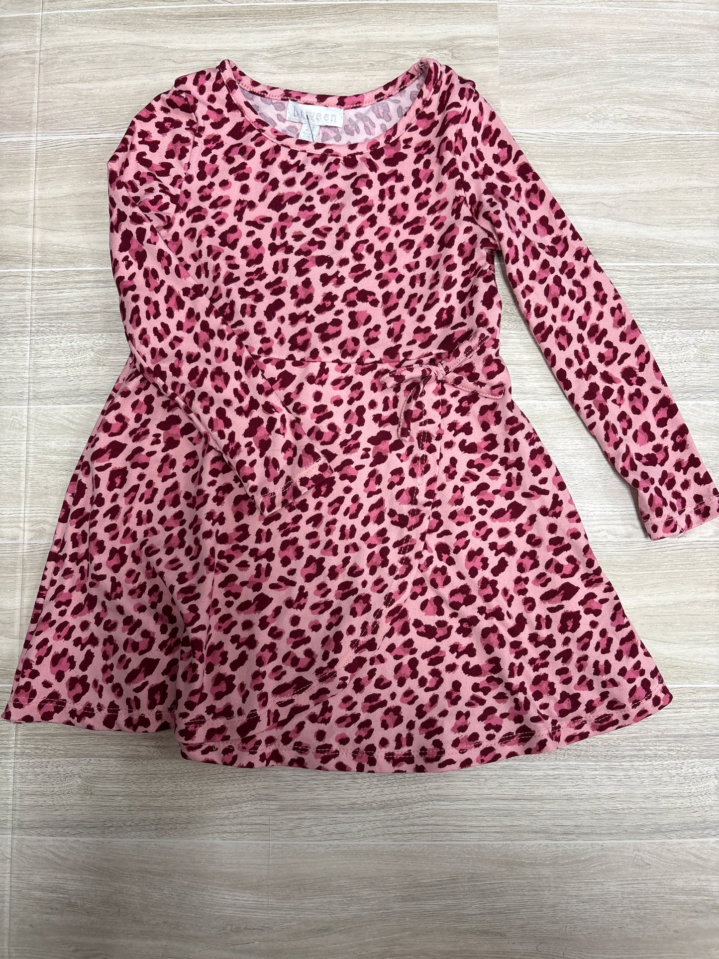 2T Pink Leopard Long Sleeve Dress