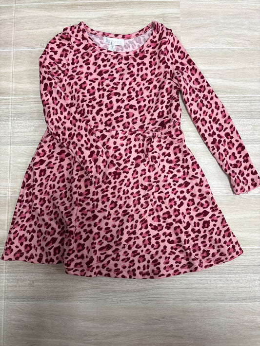 2T Pink Leopard Long Sleeve Dress