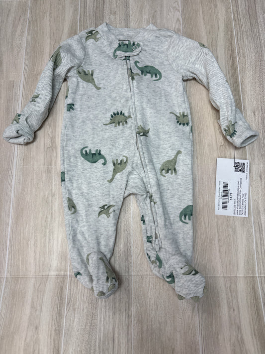 Newborn Dino Grey Ribbed Footie Pajama