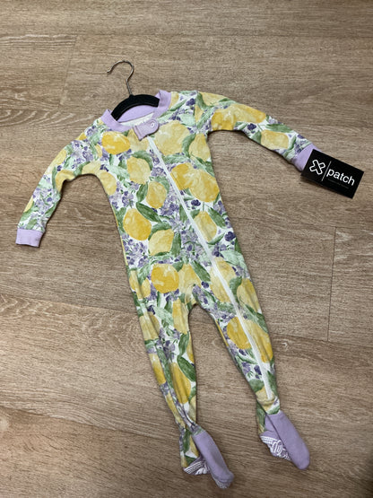 6-9m Burts Bees Purple/Yellow Floral Footed Romper