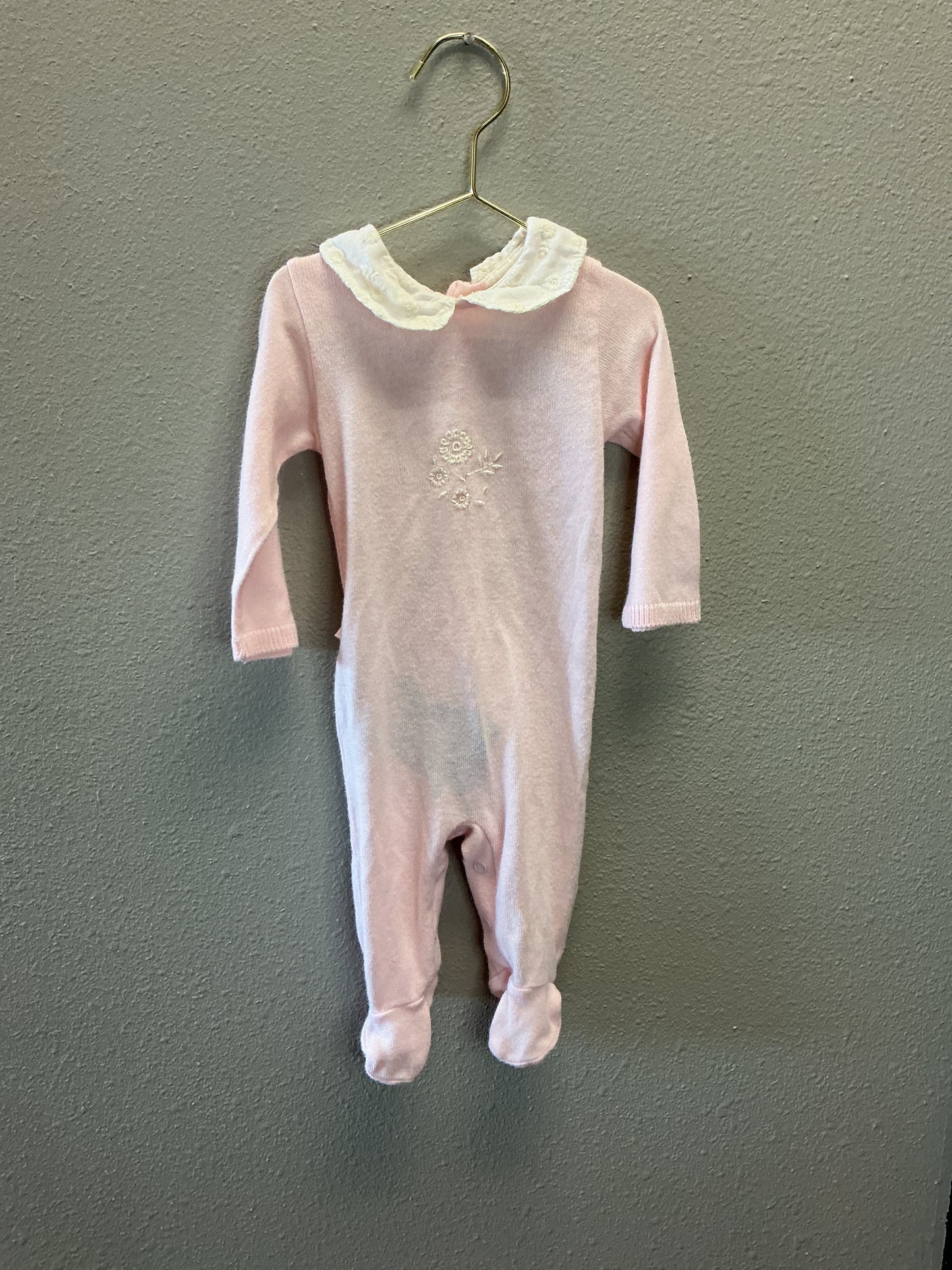 3m VINTAGE Pink Flower Stitched Collared Romper