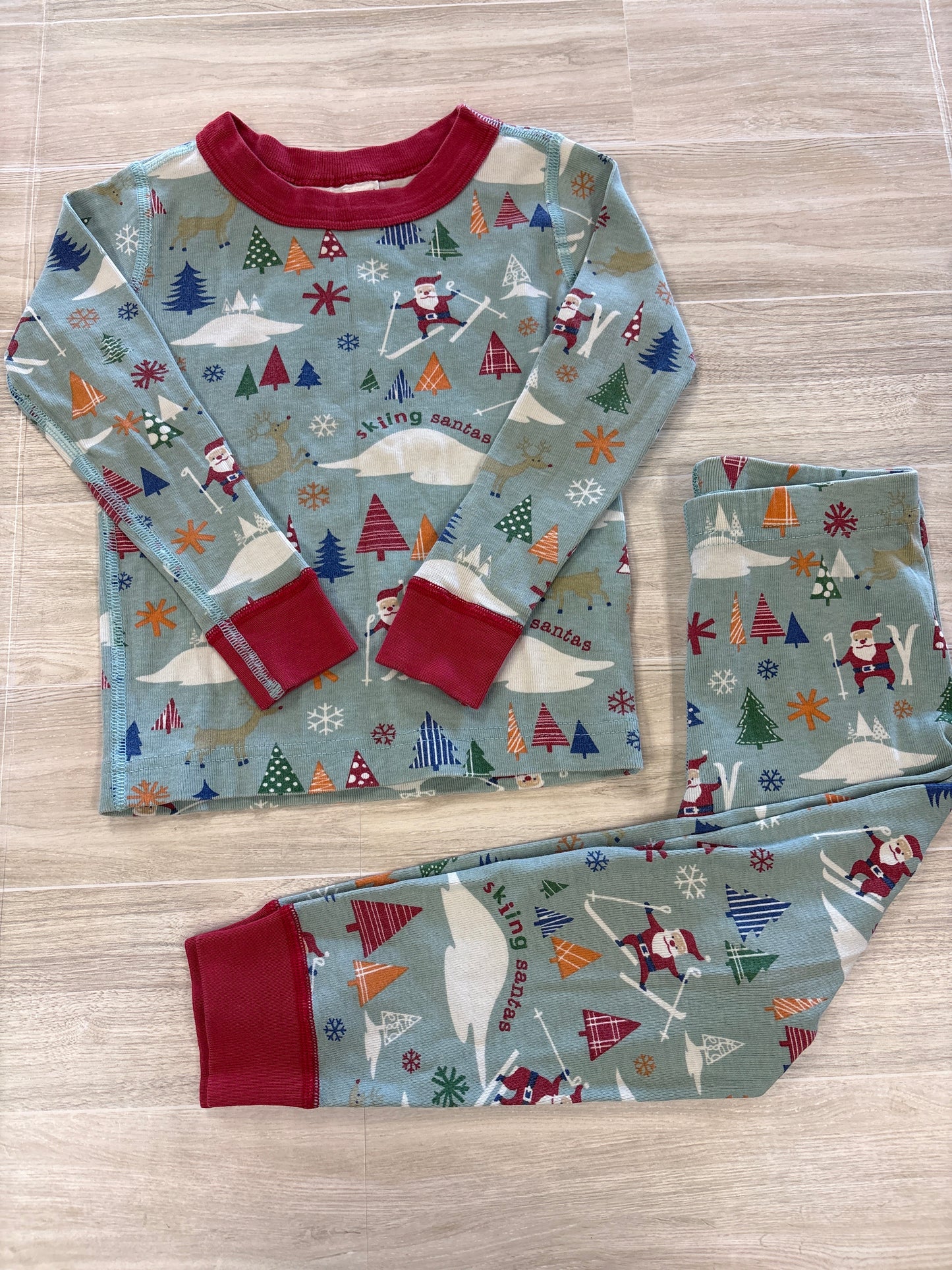 3T Hanna Anderson Mint Holiday Pajama Set