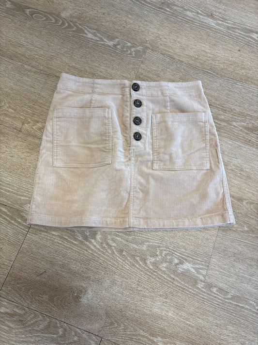 Womens Medium Tan Corduroy Button Skirt