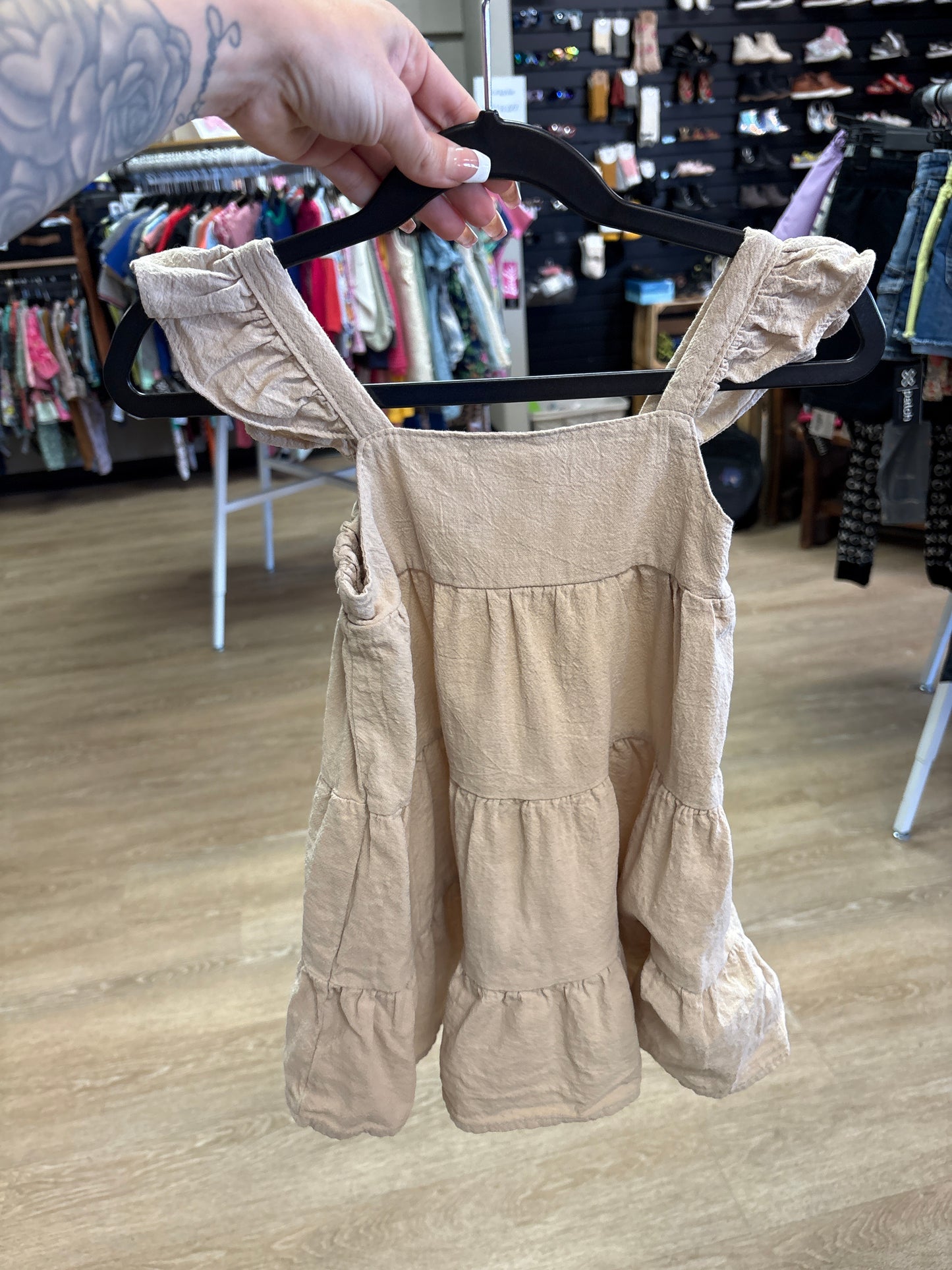 2T Tan Gauze Tank Dress