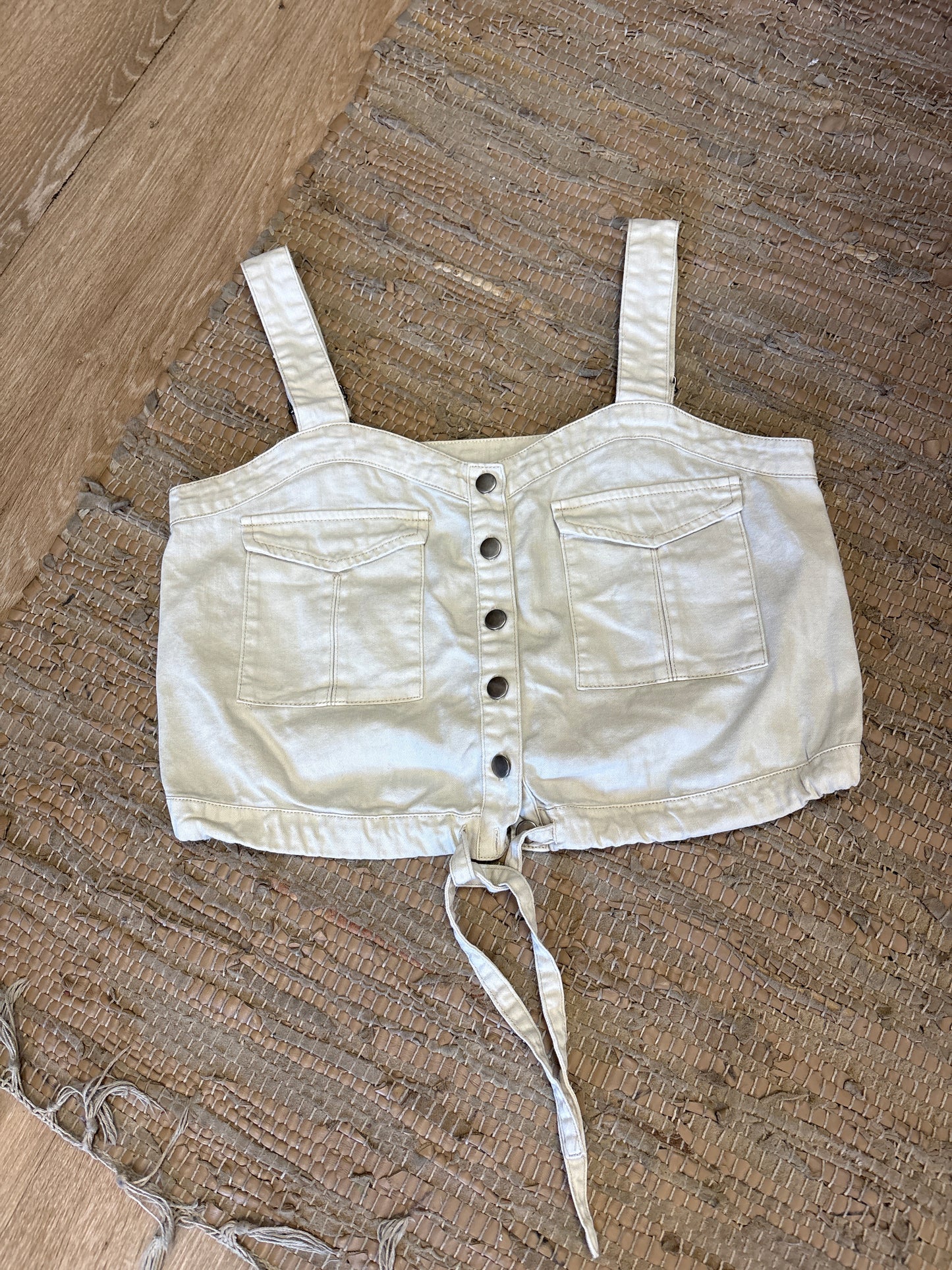 Womens XSmall We The Free Cream Button Crop Tank