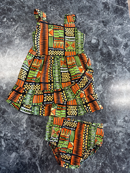 18m Tribal Dress + Bloomer Set