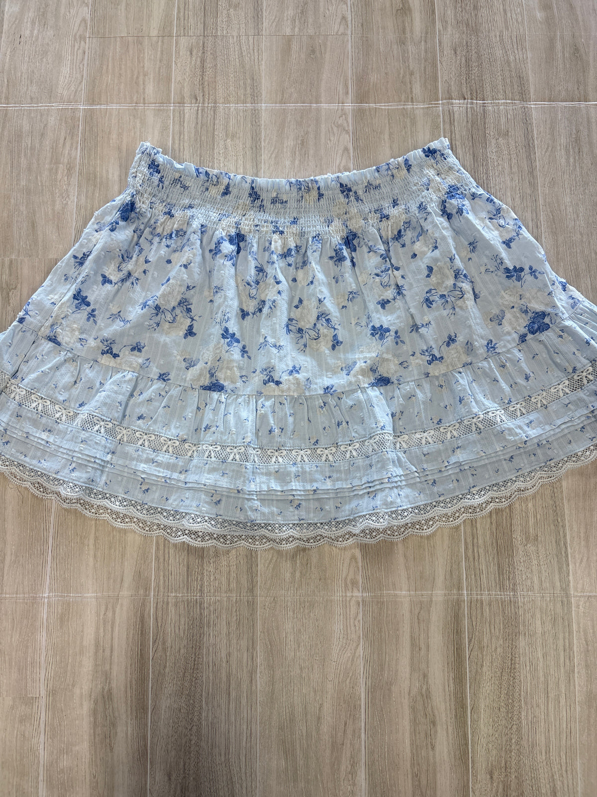 NWT 16 Love Shack Fancy Blue Floral Skirt