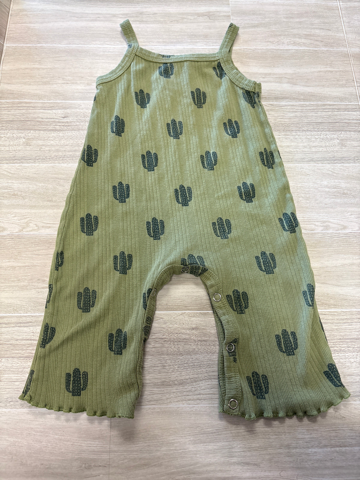 3-6m Kate Quinn Green Cactus Ribbed Tank Romper