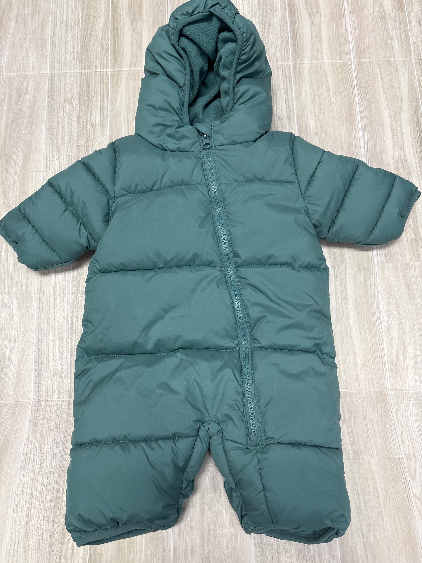 0-3m Sage Green Hooded Puffer Snowsuit