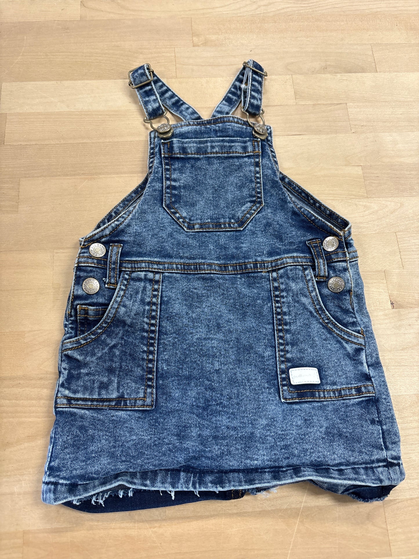 18m 7 for all Mankind Acid Wash Denim Overall Dress