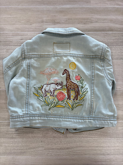 2T Rhino/Giraffe Embroidered Denim Jacket
