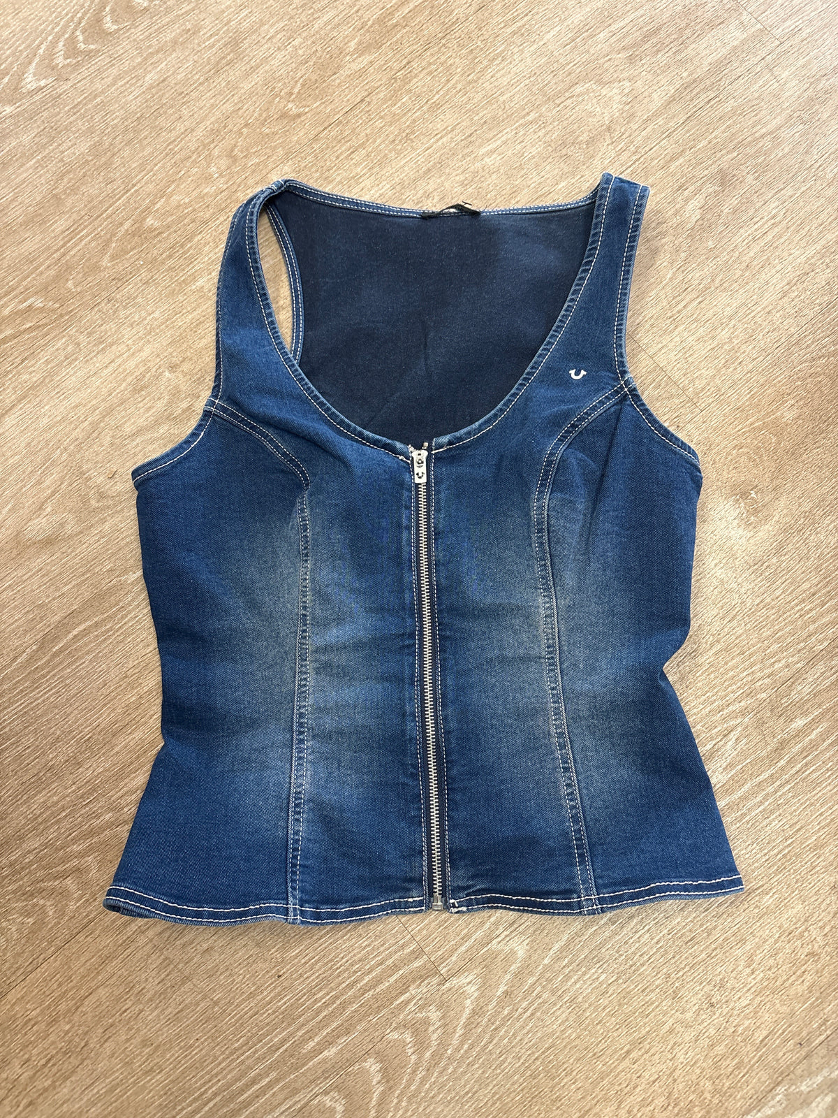 Womens Medium True Religion Denim Zipper Tank