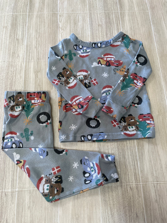 2T Grey Cars Christmas Pajama 2 Piece Set