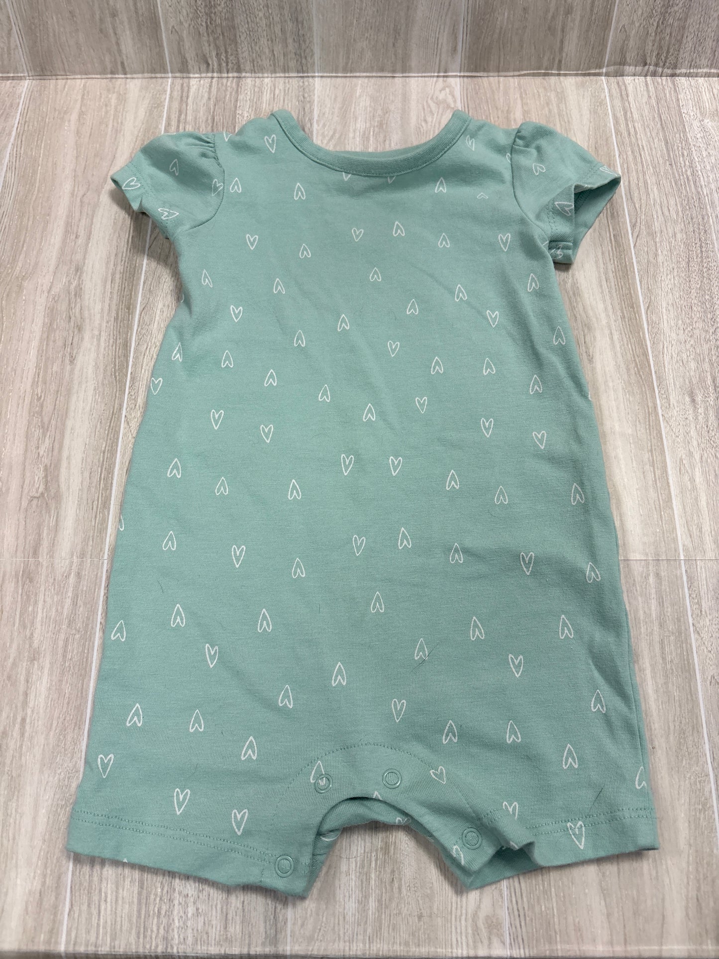 3-6m Mint Heart Shortie Romper